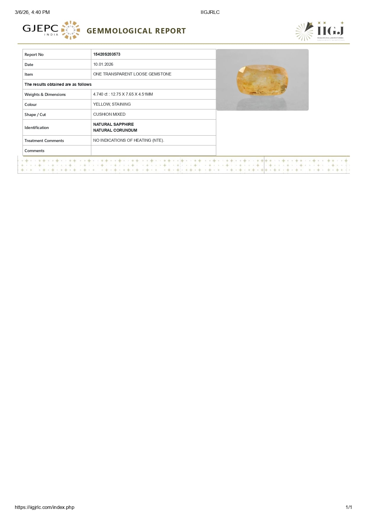Yellow sapphire